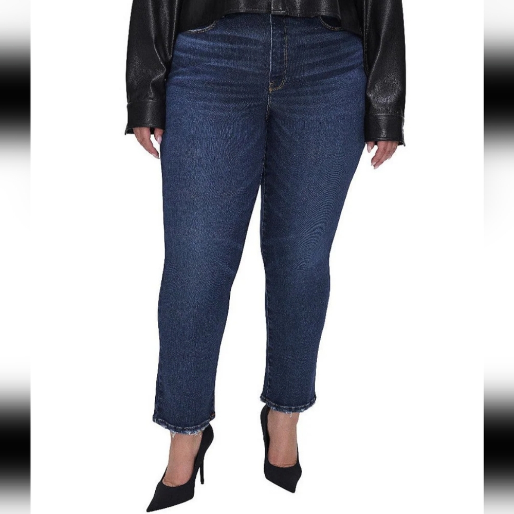 Good American Plus Size Good Legs Straight Denim Jeans Size 24W